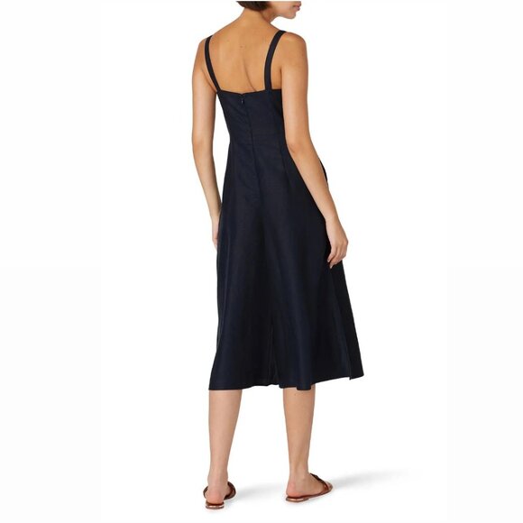 FREE SHIPPING! CLUB MONACO - Black/Navy Linen Midi Jumpsuit w Pockets! - Picture 3 of 11
